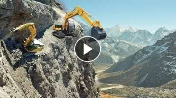 Extreme Dangerous Excavator Heavy Equipment Operator Skills - Fastest Climbing Excavator Driving