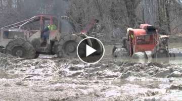 Skidder Pulls Another Skidder And A Chevy 4x4 Out Of DEEP MUD