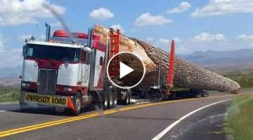 Amazing Dangerous Fastest Logging Wood Trucks Operator Skill. Oversize Load Heavy Equipment Worki...